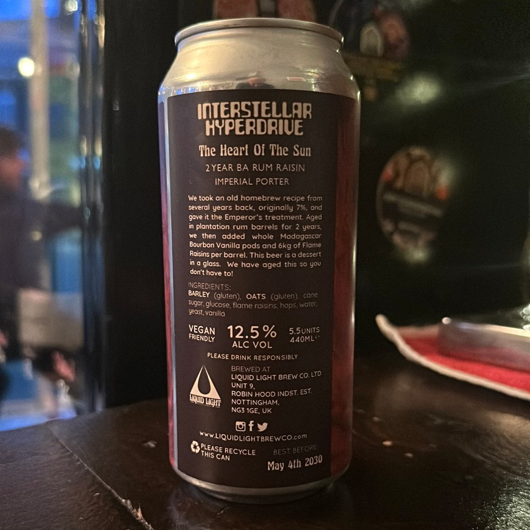 Liquid Light x Emperor’s Interatellar Hyperdrive Rum and Raisin Imperial Stout 12.5%