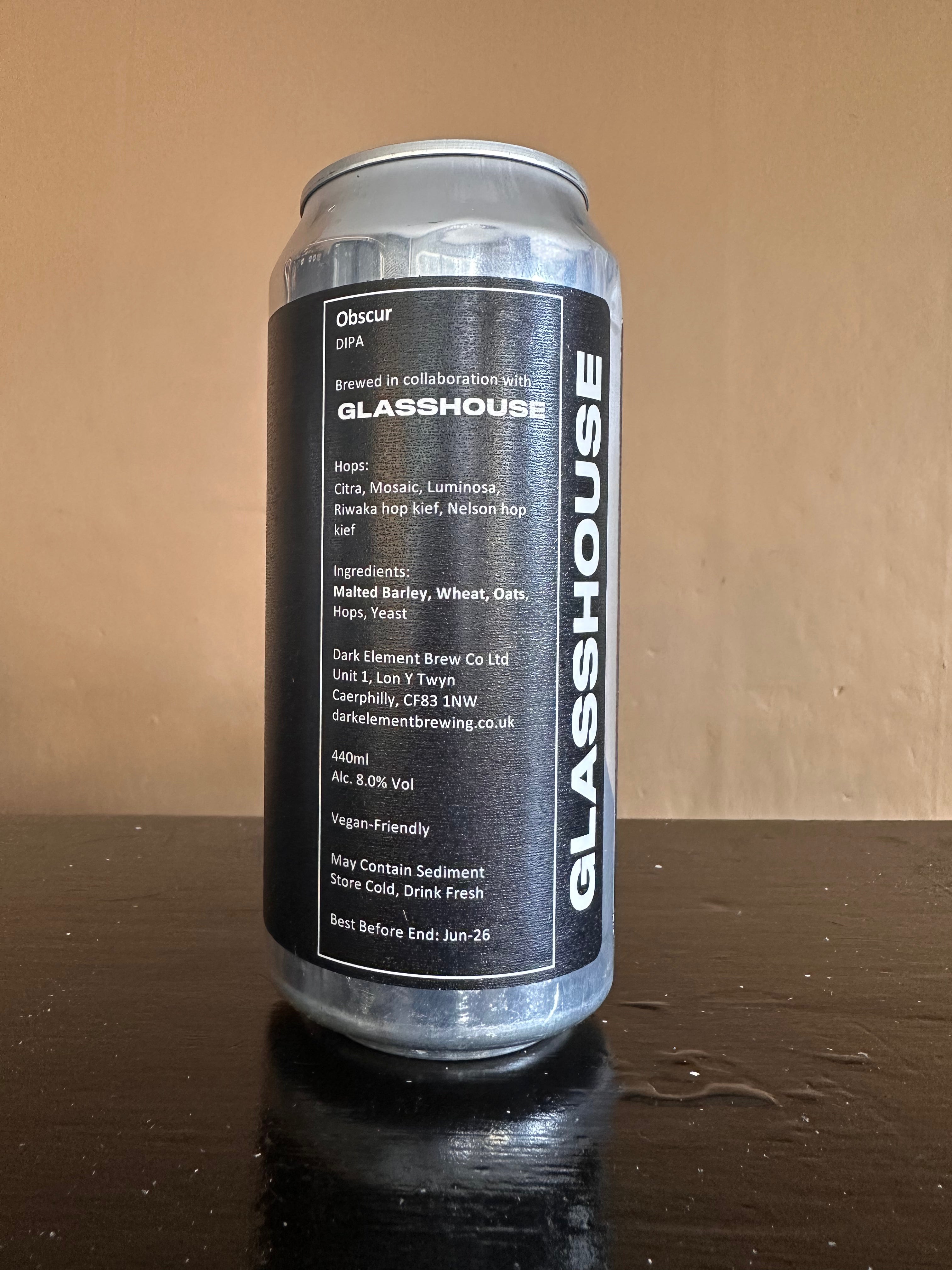 Dark Element x Glasshouse Obscur DIPA 8%