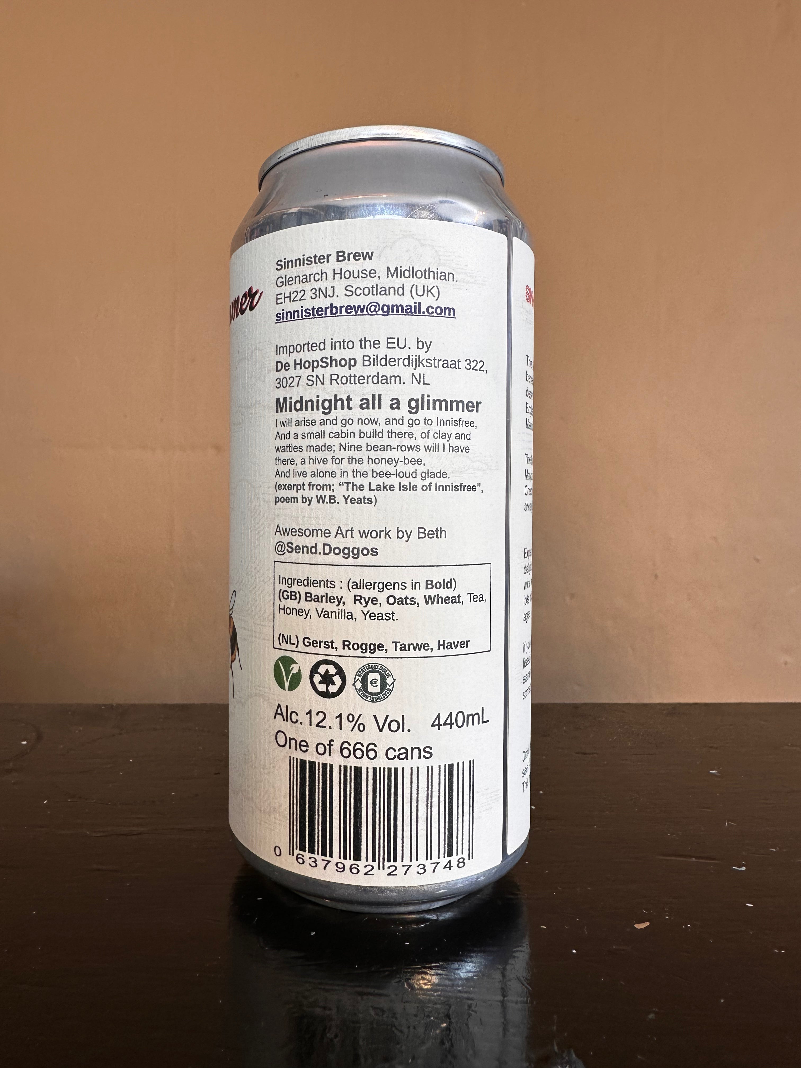 Sinnister Brew Midnight All a Glimmer Barrel Aged Black Braggot 12.1%