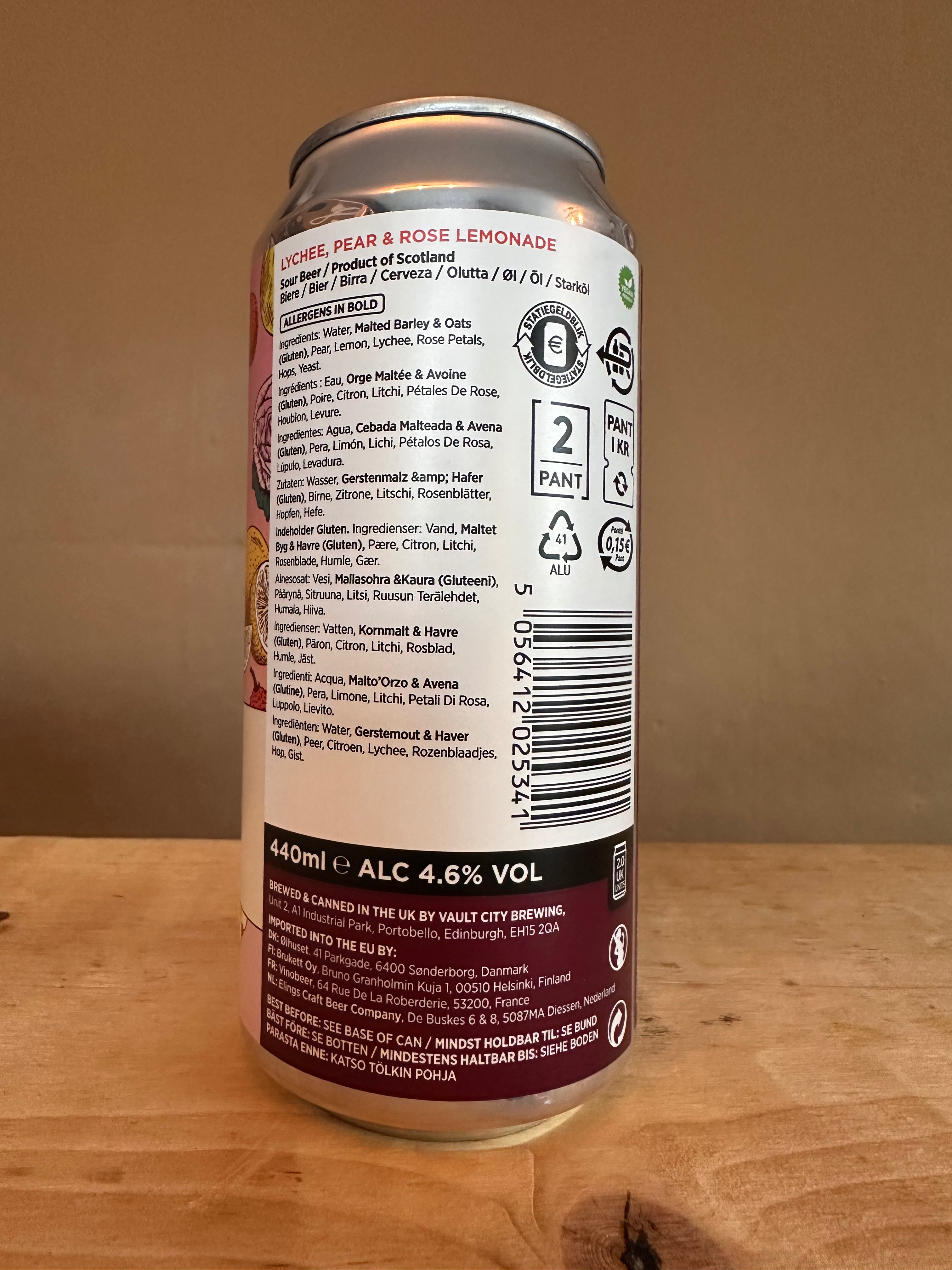 Vault City Lychee, Pear and Rose Lemonade 4.6%