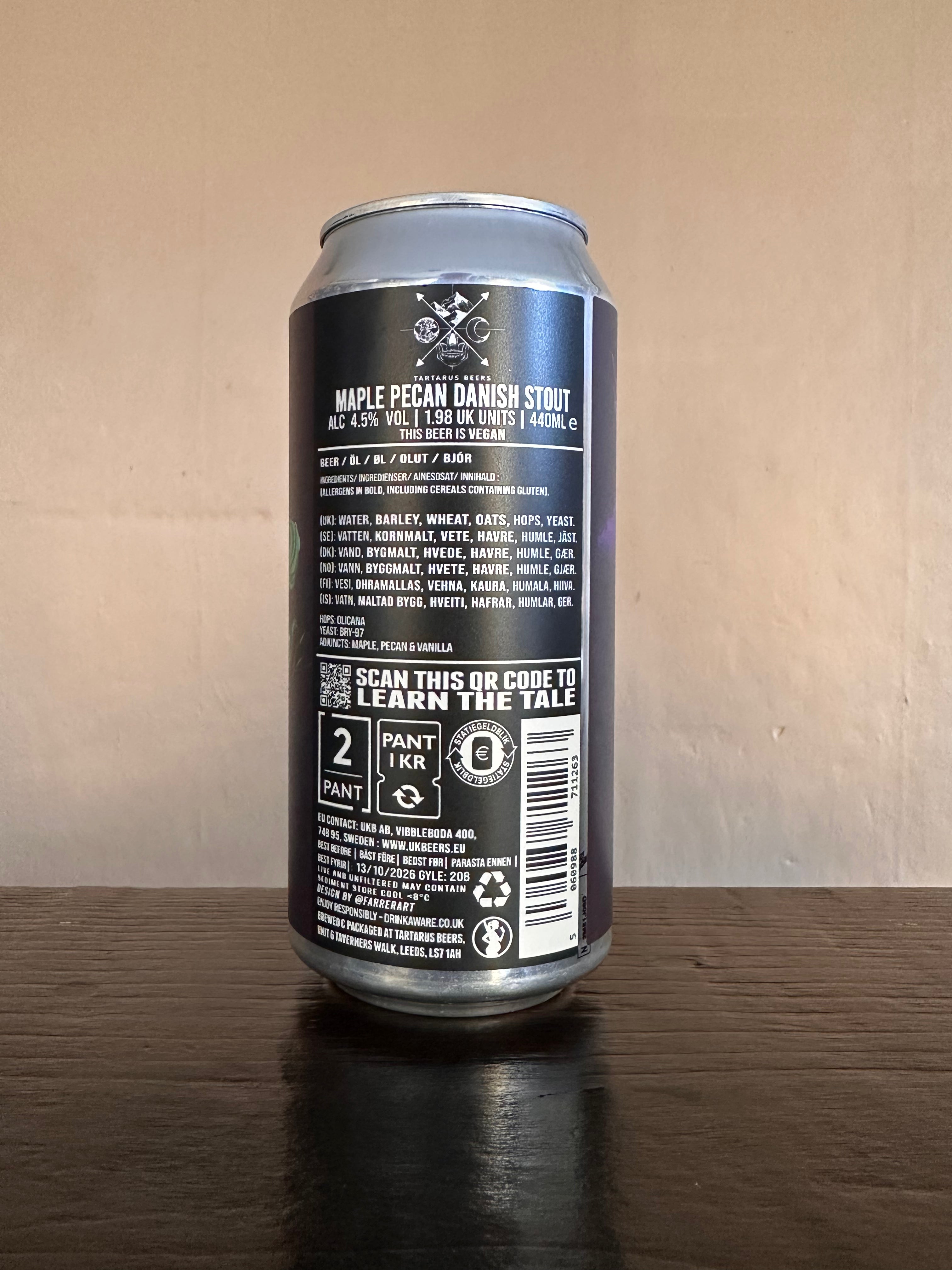 Tartarus Plague Doctor Maple Pecan Danish Stout 4.5%