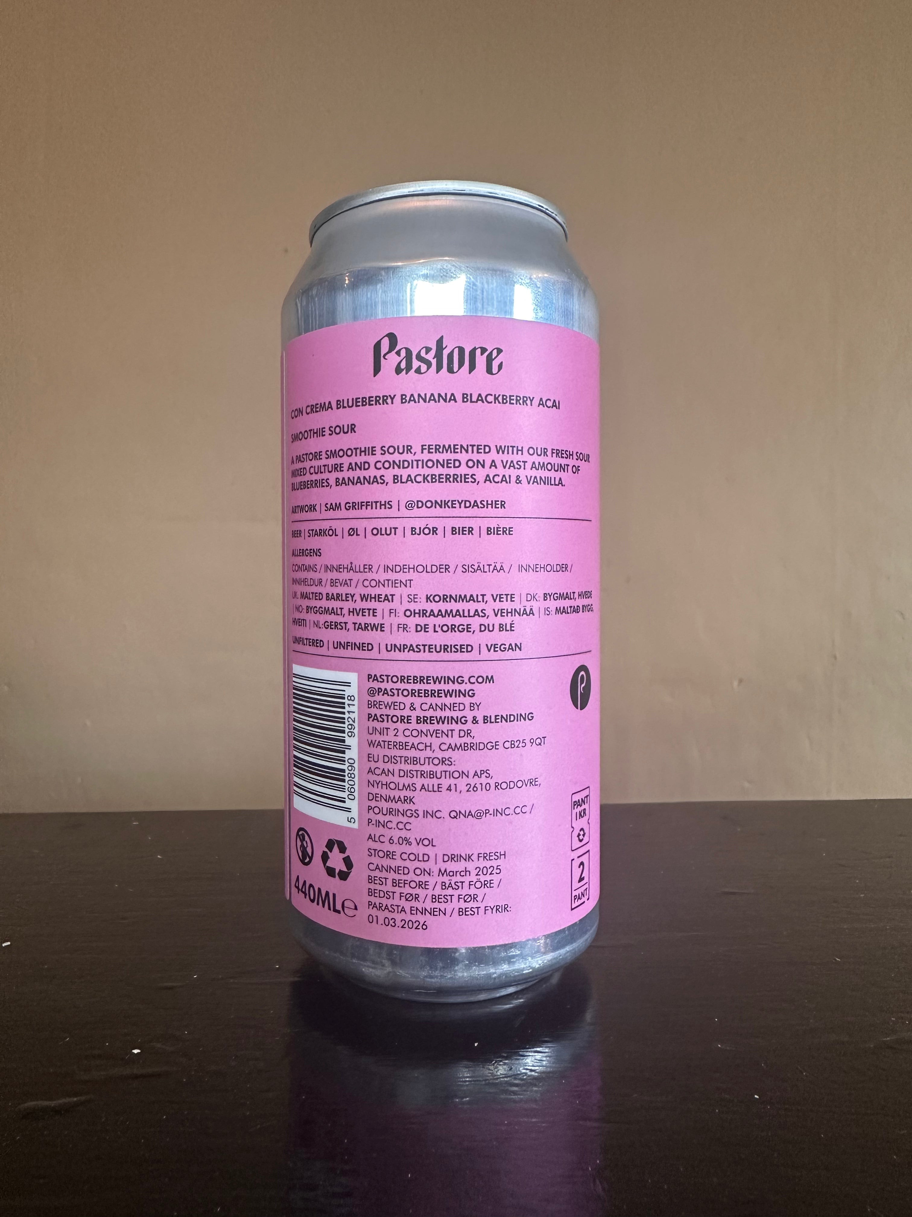 Pastore Con Crema Blueberry, Banana, Blackberry, Açai Smoothie Sour 6%