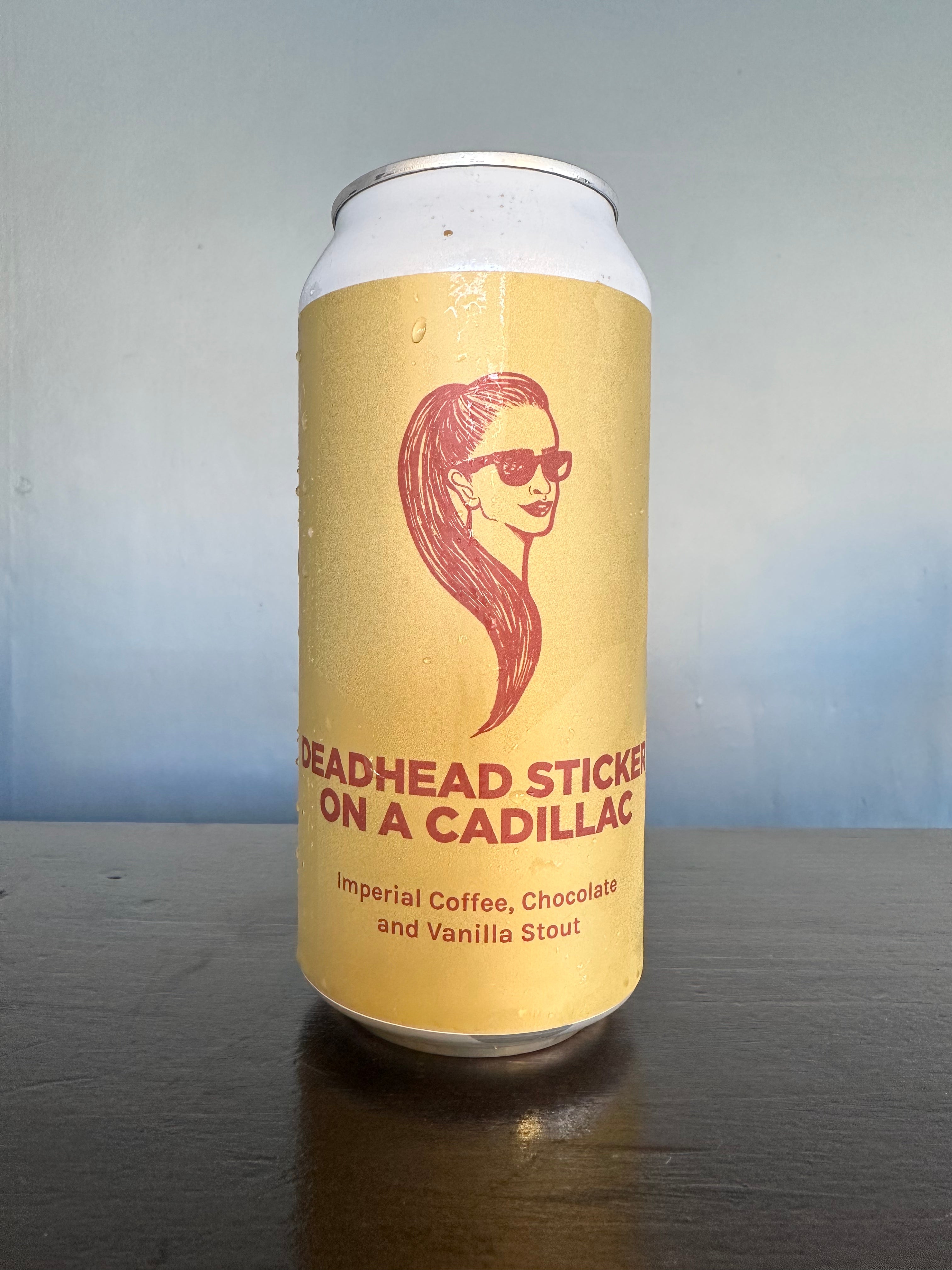 Pomona Island Deadhead Stickers on a Cadillac Imperial Chocolate, Coffee and Vanilla stout 11%