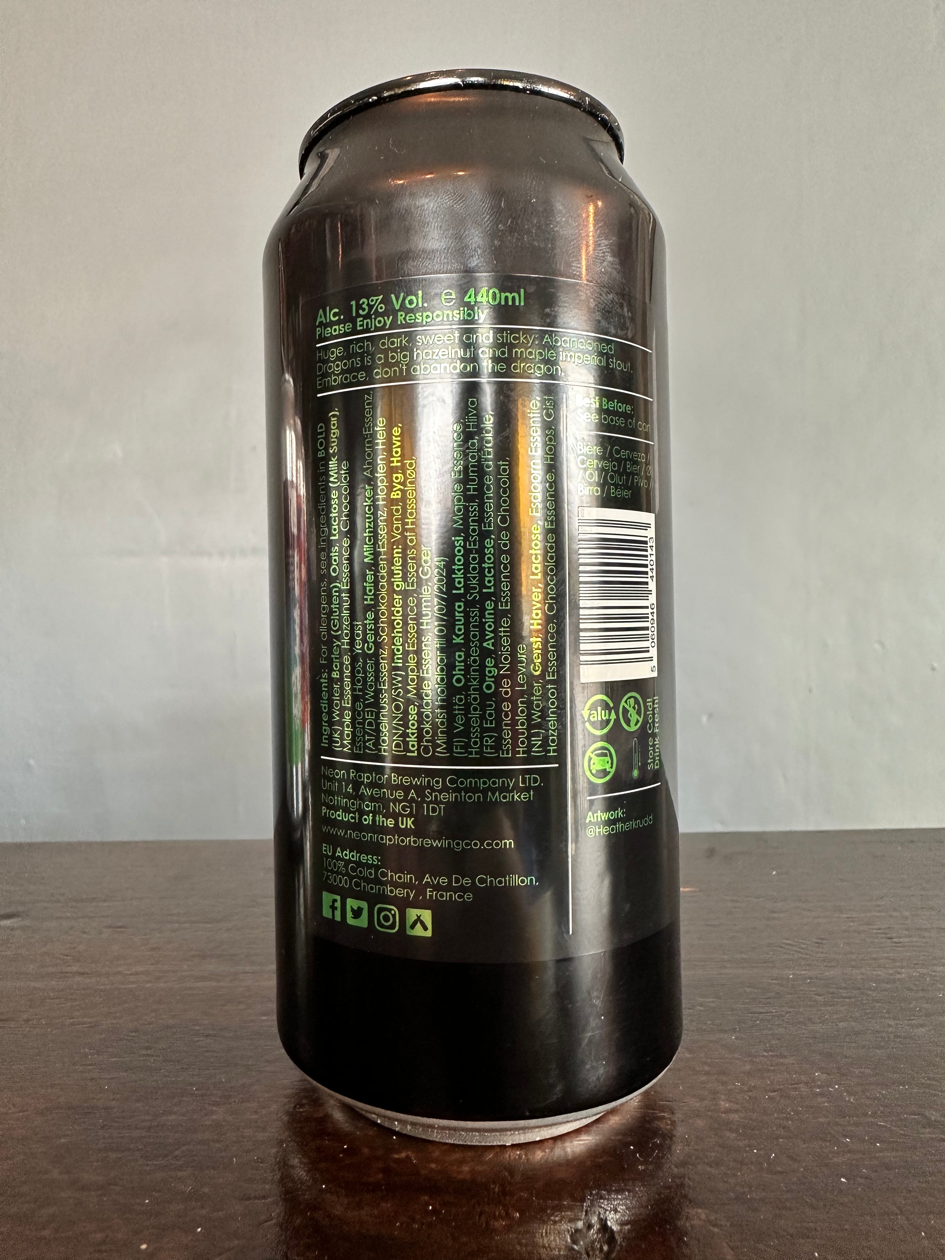 Neon Raptor Abandoned Dragons Imperial Stout 13%